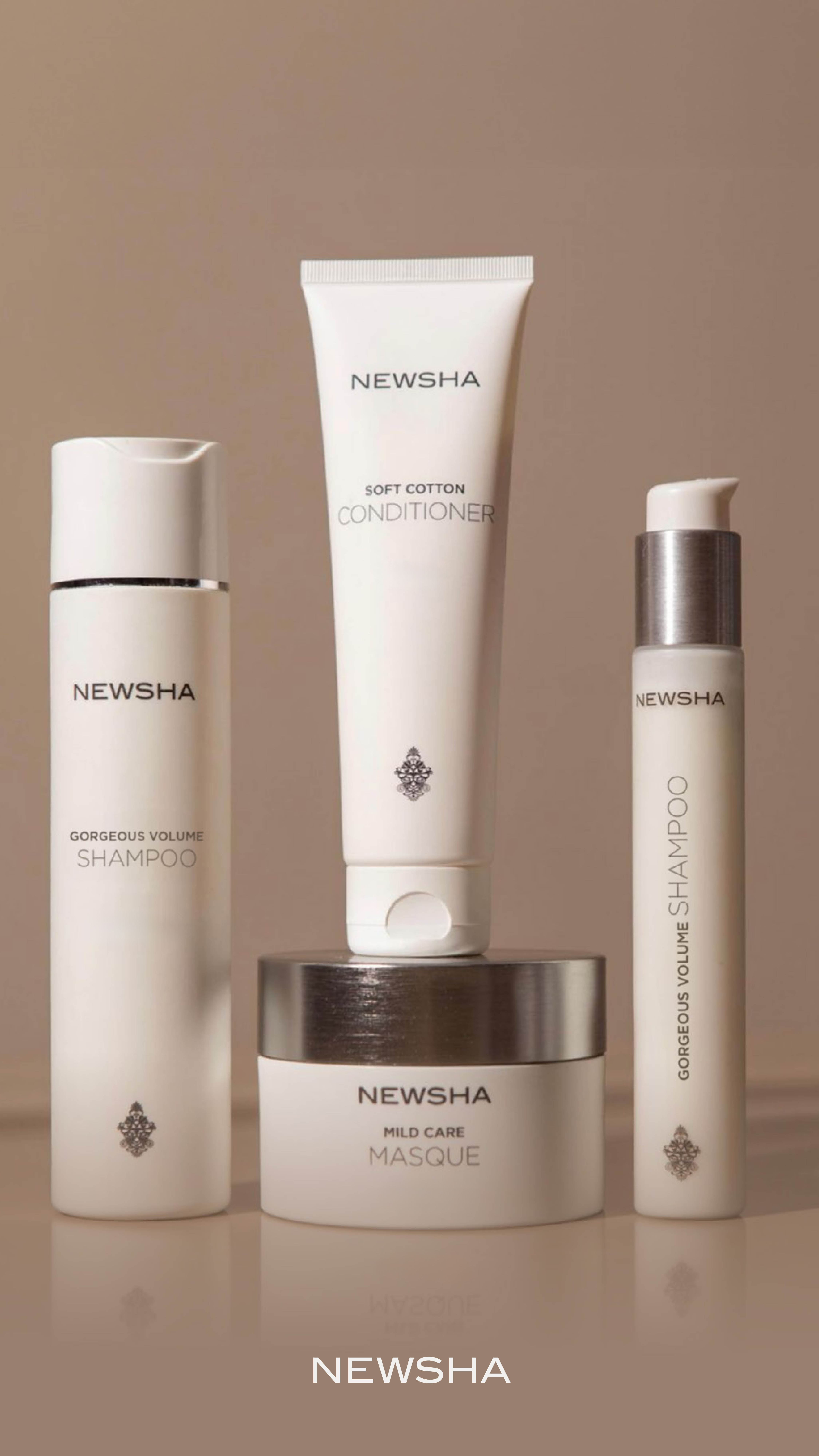 Perfekt aufeinander abgestimmte NEWSHA Haarpflege-Sets für verschiedene Haartypen und Bedürfnisse, exklusiv im Salon Fiona Giganti erhältlich. NEWSHA Produktsets - Komplette Haarpflegesets für optimale Ergebnisse